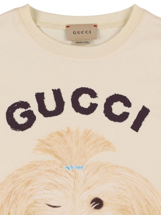 Gucci: Gucci logo cotton t-shirt - Beyaz - kids-girls_1 | Luisa Via Roma