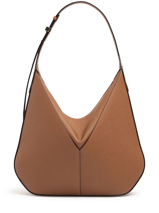 Valextra: Small Vivi leather hobo bag - Cioccolato - women_0 | Luisa Via Roma