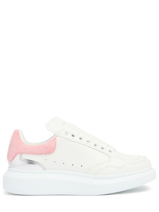 Alexander McQueen: 45mm hohe Sneakers aus Leder - Weiß/Rosa - women_0 | Luisa Via Roma
