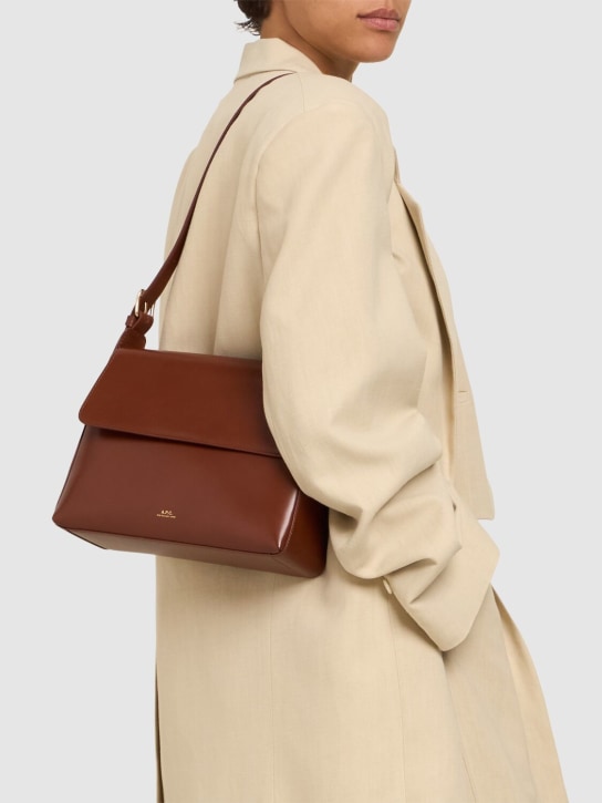 A.P.C.: Sac Virginie flap leather shoulder bag - Hazelnut - women_1 | Luisa Via Roma