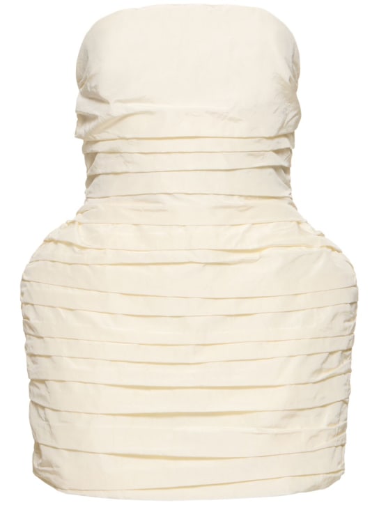 Magda Butrym: Strapless draped silk mini dress - Ivory - women_0 | Luisa Via Roma