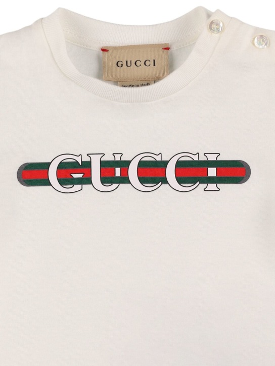 Gucci: T-Shirt aus Baumwolle mit Logo „Gucci“ - Weiß/Multi - kids-boys_1 | Luisa Via Roma