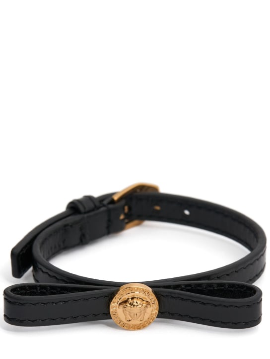 Versace: Bracelet en cuir - Noir/Or - women_0 | Luisa Via Roma