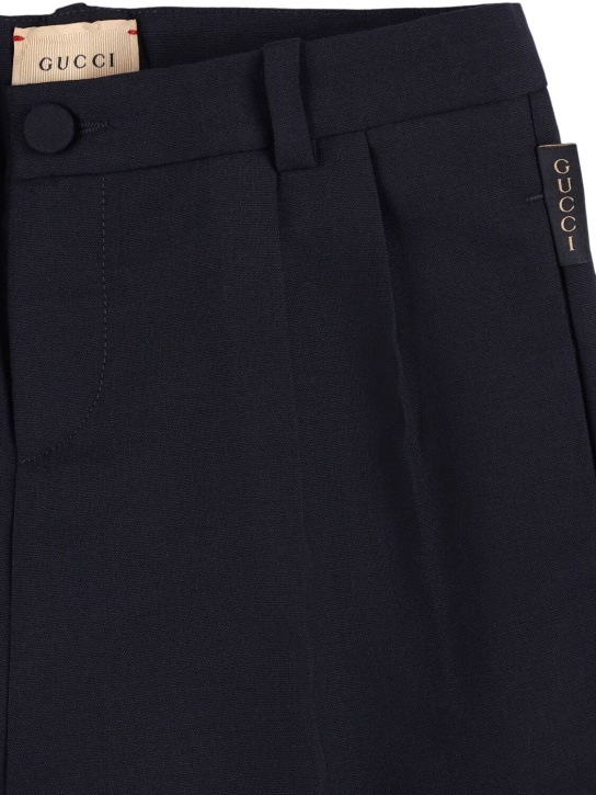 Gucci: Military wool Bermuda shorts - Indigo - kids-boys_1 | Luisa Via Roma