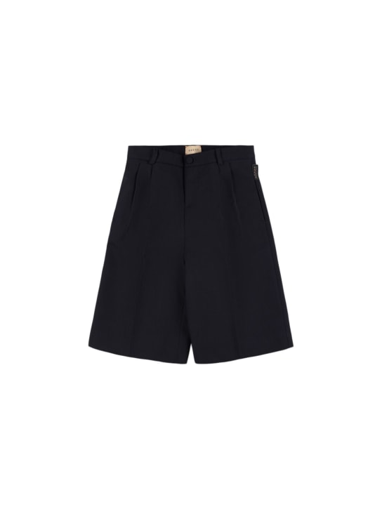 Gucci: Military wool Bermuda shorts - Çivit Rengi - kids-boys_0 | Luisa Via Roma