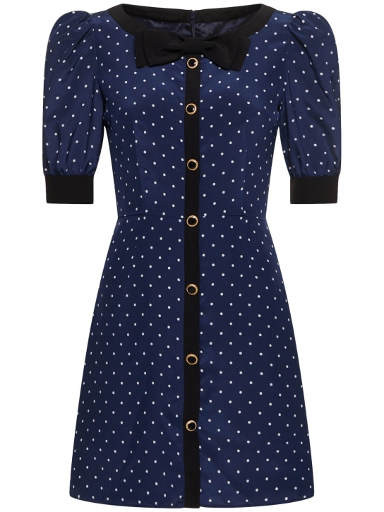 Alessandra Rich: Polka dot print silk mini dress - Navy/Multi - women_0 | Luisa Via Roma