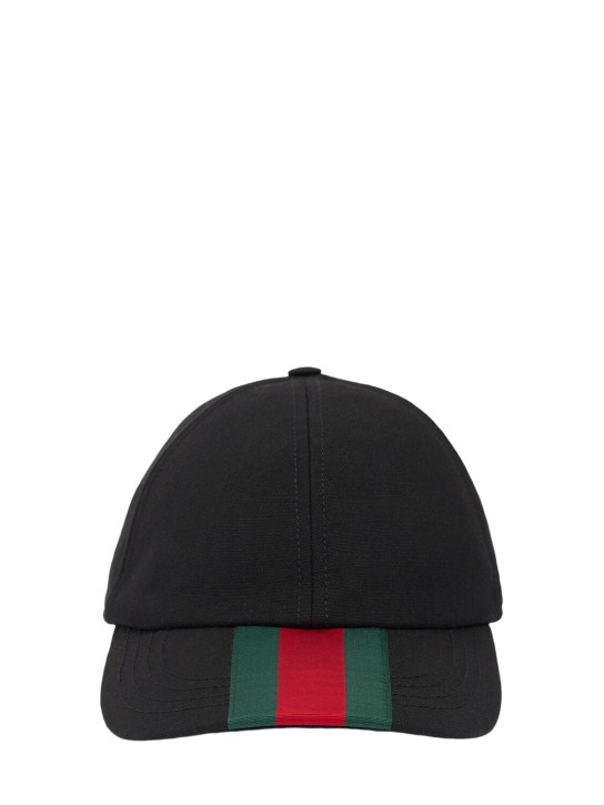 Gucci: New winter web wool baseball cap - Nero - men_0 | Luisa Via Roma