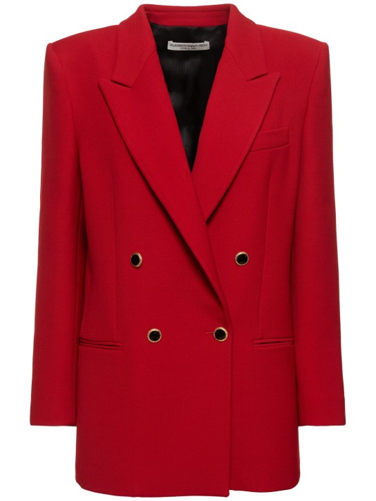 Alessandra Rich: Oversized, zweireihiger Blazer aus Wolle - Rot - women_0 | Luisa Via Roma
