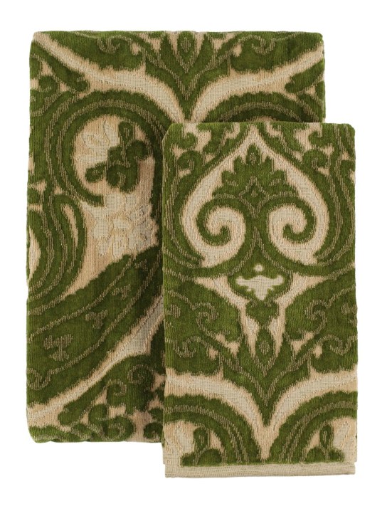 Etro: Set of 2 Reginald towels - Green - ecraft_0 | Luisa Via Roma