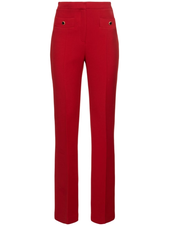 Alessandra Rich: Pantalones de lana de cintura alta - Rojo - women_0 | Luisa Via Roma