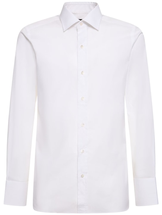 Tom Ford: Cotton poplin slim fit shirt - Optic White - men_0 | Luisa Via Roma
