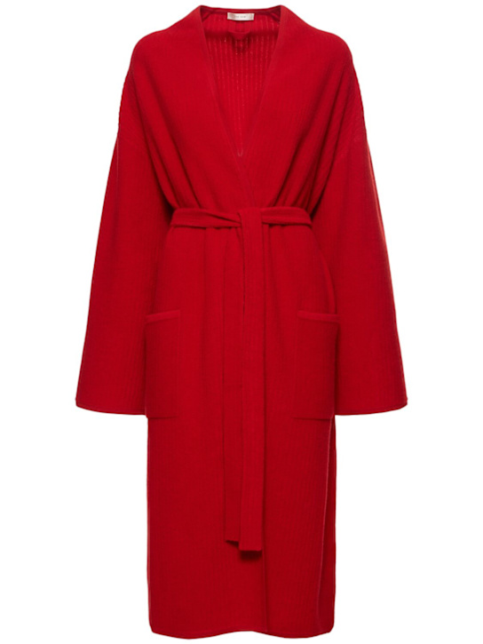 The Row: Ghali belted cashmere knit long coat - women_0 | Luisa Via Roma
