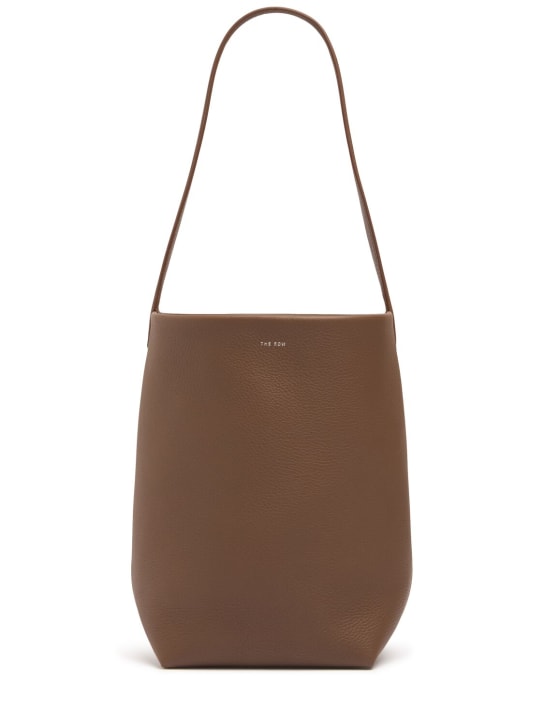 The Row: Medium N/S Park grain leather tote bag - Dark Olive - women_0 | Luisa Via Roma