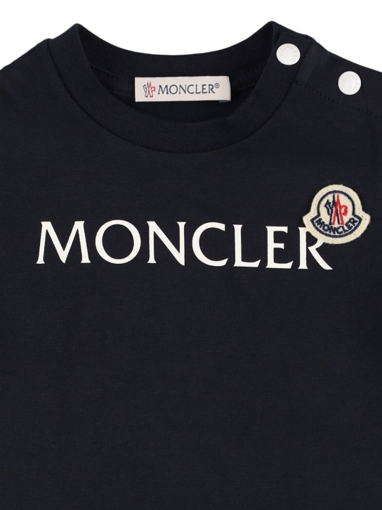 Moncler: Logo cotton t-shirt - Azul Medianoche - kids-boys_1 | Luisa Via Roma