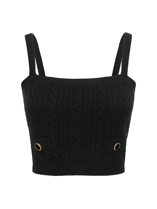 Alessandra Rich: ウールニットトップ - ブラック - women_0 | Luisa Via Roma