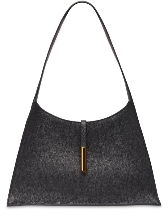 Little Liffner: Pointy grain leather shoulder bag - Siyah - women_0 | Luisa Via Roma