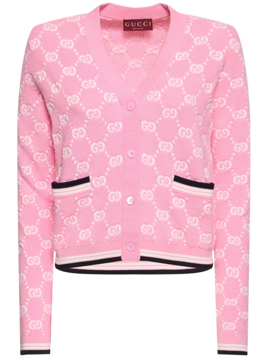 Gucci: Cotton cardigan - Pink - women_0 | Luisa Via Roma