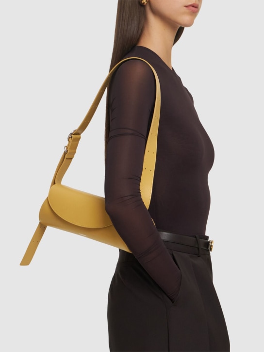 Jil Sander: Petit sac porté épaule en cuir Cannolo - Jaune Pâle - women_1 | Luisa Via Roma