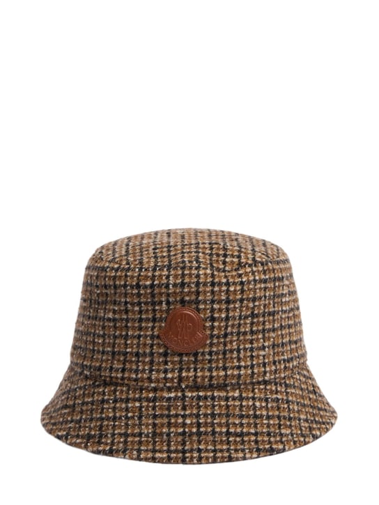 Moncler: Wool blend bucket hat - 베이지 - women_0 | Luisa Via Roma