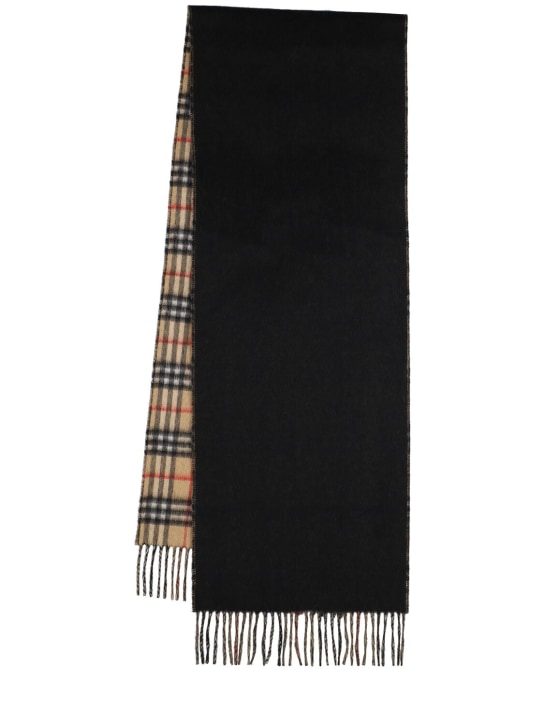 Burberry: Reversible giant Check cashmere scarf - Arc Beige/Black - women_0 | Luisa Via Roma