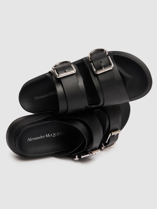 Alexander McQueen: Hybrid Oversize leather sandals - Black - men_1 | Luisa Via Roma