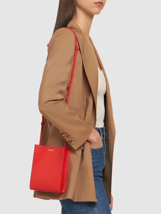 Jil Sander: Small Tangle palmellato leather bag - Poppy Red - women_1 | Luisa Via Roma