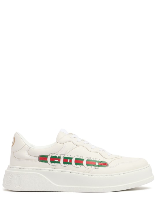 Gucci: Chunky B faux leather sneakers - White - men_0 | Luisa Via Roma