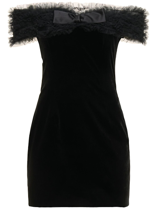 Off-the-shoulder velvet mini dress - Thumbnail 1