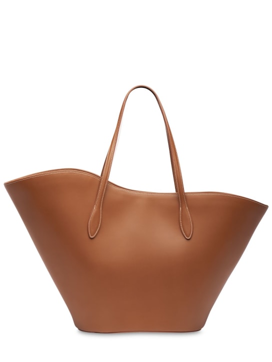 Little Liffner: Medium Tulip leather tote bag - Brown - women_0 | Luisa Via Roma