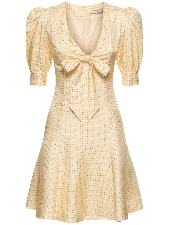 Alessandra Rich: Polka dot print silk twill mini dress - Beige - women_0 | Luisa Via Roma