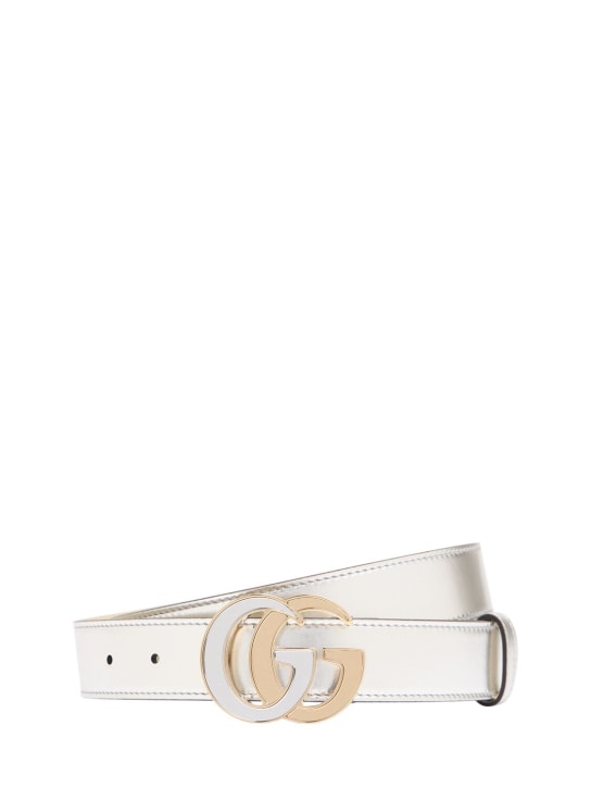 Gucci: 30mm GG Marmont leather belt - Silver - women_0 | Luisa Via Roma