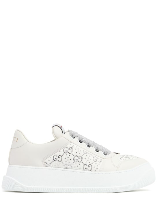Gucci: Double Screener leather sneakers - White - women_0 | Luisa Via Roma