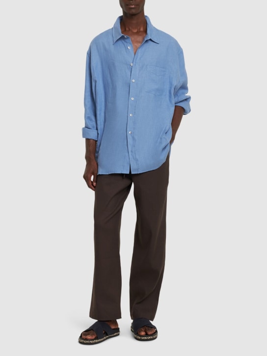 Commas: Camicia relaxed fit in lino - Blu - men_1 | Luisa Via Roma