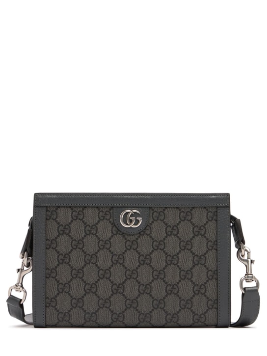 Gucci: Ophidia GG crossbody bag - Grey/Black - men_0 | Luisa Via Roma