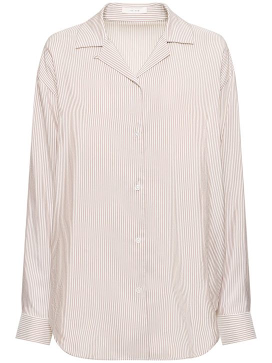 The Row: Valene silk satin shirt - Ivory/Beige - women_0 | Luisa Via Roma