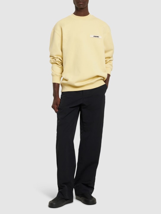 Jacquemus: Le Cotton Gros Grain sweatshirt - Light Yellow - men_1 | Luisa Via Roma