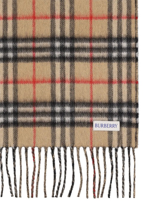 Burberry: Vintage check cashmere scarf - Beige/Black - men_1 | Luisa Via Roma
