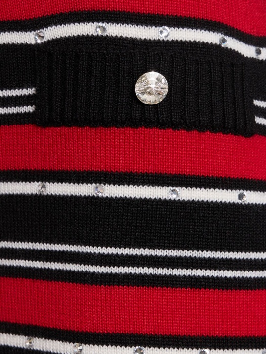 Alessandra Rich: Minigonna in maglia di lana a righe - Nero/Rosso/Bianco - women_3 | Luisa Via Roma