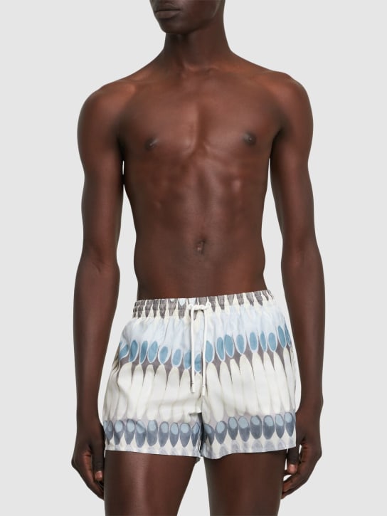 Commas: Printed swim shorts - Off White/Multi - men_1 | Luisa Via Roma