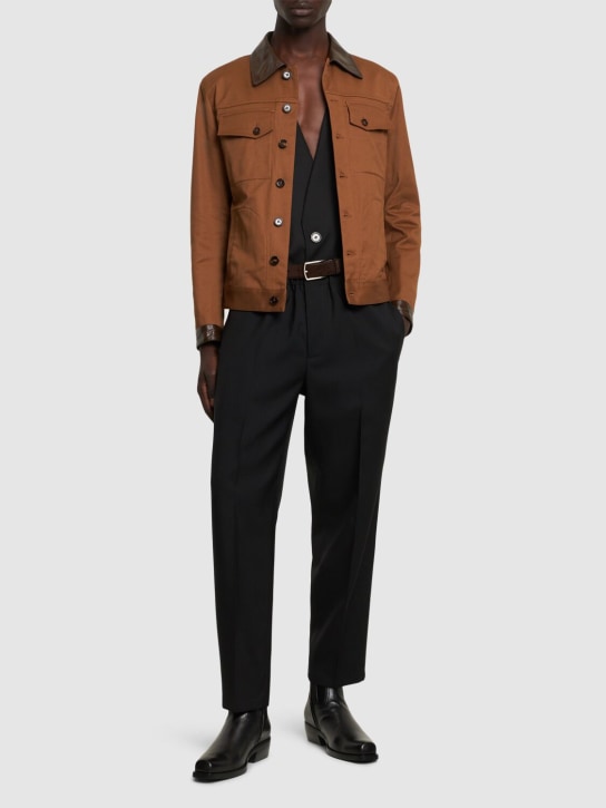 Dolce&Gabbana: Stretch gabardine jacket - Brown - men_1 | Luisa Via Roma