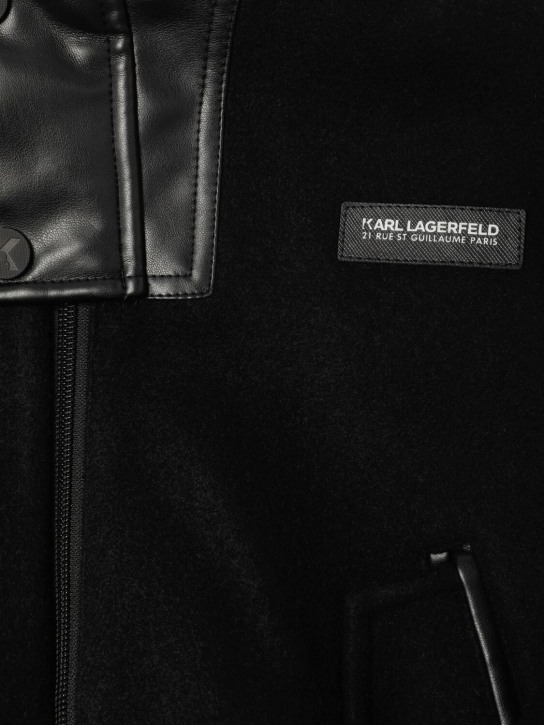 Karl Lagerfeld: Chaqueta bomber de poliéster con capucha - Negro - kids-girls_1 | Luisa Via Roma