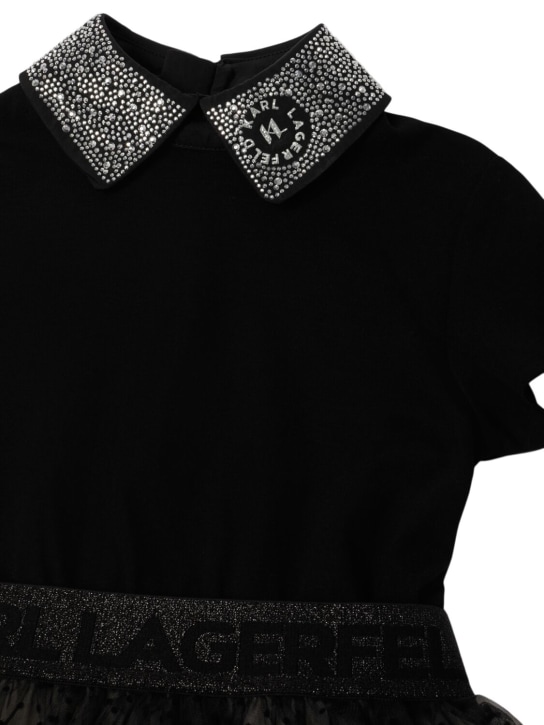 Karl Lagerfeld: Vestido de tul y jersey estampado - Negro - kids-girls_1 | Luisa Via Roma