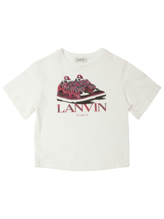 Lanvin: Printed cotton jersey t-shirt - White - kids-girls_0 | Luisa Via Roma