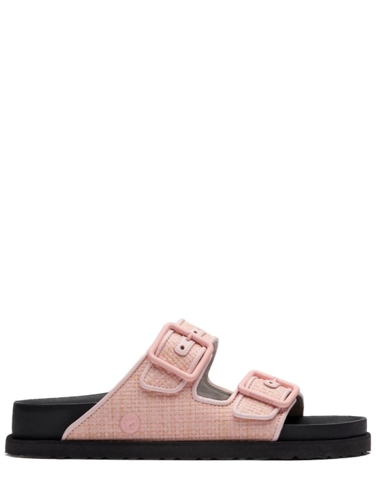 BIRKENSTOCK 1774: 5mm Arizona luxe raffia sandals - Pink - women_0 | Luisa Via Roma