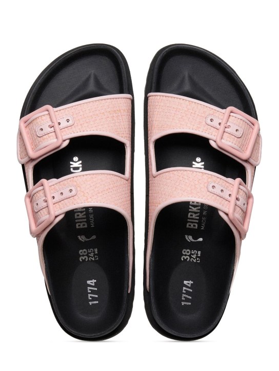BIRKENSTOCK 1774: 5mm Arizona luxe raffia sandals - Pink - women_1 | Luisa Via Roma