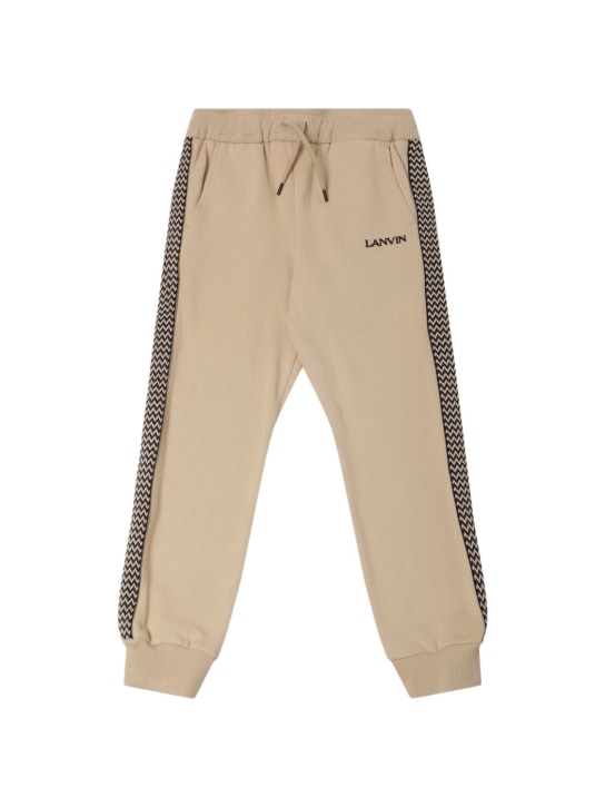 Lanvin: Cotton sweatpants - Beige - kids-girls_0 | Luisa Via Roma