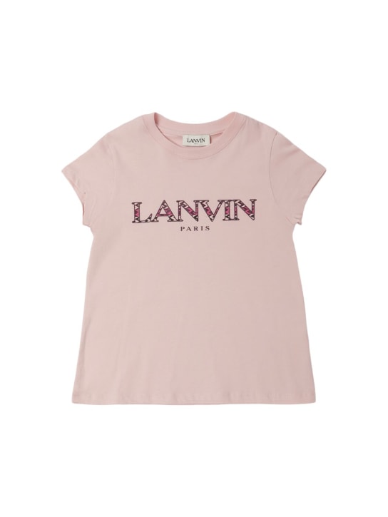 Lanvin: Logo cotton jersey t-shirt - Pink - kids-girls_0 | Luisa Via Roma