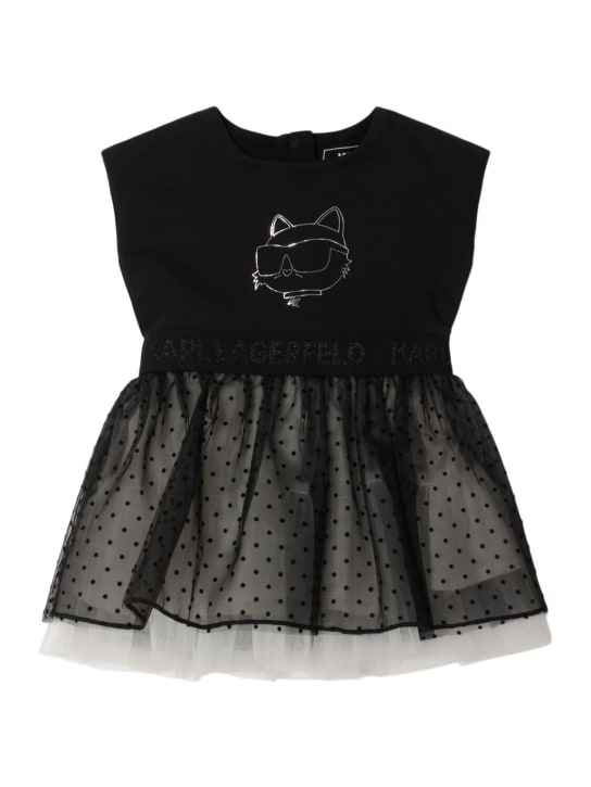Karl Lagerfeld: Milano jersey & tulle dress - Siyah - kids-girls_0 | Luisa Via Roma