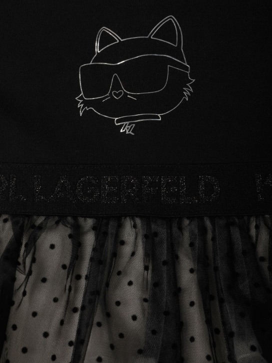 Karl Lagerfeld: Robe en tulle et jersey Milano - Noir - kids-girls_1 | Luisa Via Roma