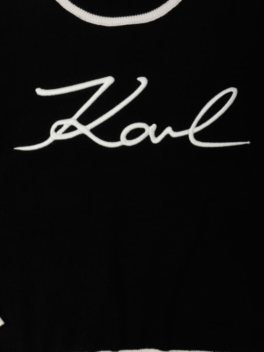 Karl Lagerfeld: Cotton blend knit sweater - Black - kids-girls_1 | Luisa Via Roma